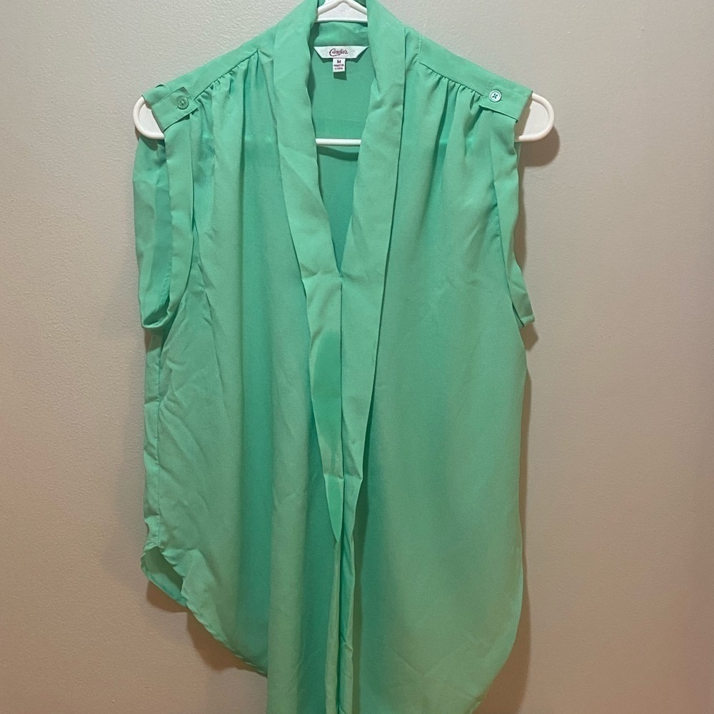 Candie’s Mint Green Button Up Blouse with Tie